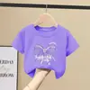 Camiseta de Verano Fina de Algodón de Manga Corta para Niñas Marca de Moda para Niñas Grandes