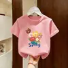 Tops para Niñas, Camisetas Versátiles Casuales de Cuello Redondo para Bebés, Camisetas de Manga Corta de Algodón Puro, Ropa Infantil de Moda con Dibujos Animados