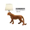 [Personalizado] Lámpara Decorativa Suave Nórdica de Leopardo Lámpara de Mesa Animal Decoración del Hogar Mueble de TV Adorno Artesanal de Resina Marrón