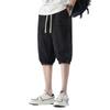 Calça Curta de Seda Gelada Masculina de Verão Calça Esportiva Casual Solta Tendência Estilo Hong Kong Calça de Nylon de Comprimento Médio Shorts Estilo Harlan Masculino