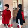 Vestido para Menina com Laço Grande Estilo Corte, Gola Alta, Forrado com Lã e Espessado, Vestido Princesa, Novo Modelo de Comércio Exterior Inverno 2026
