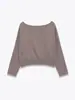 Exportación Transfronteriza Otoño e Invierno 2025 Nuevo Estilo Cuello de una Sola Línea Manga Larga Holgado y Versátil Color Sólido Suéter de Punto Pulóver para Mujer