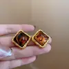 Brincos redondos com gotas de óleo estilo Maillard, luxo leve, alta qualidade, modernos, ear cuffs simples, elegantes e versáteis, brincos de nicho para mulheres