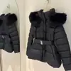Abrigo de algodón plumón original coreano grueso con cuello grande de pelo para mujer, nuevo de invierno 2026, chaqueta corta de algodón ajustada a la cintura