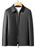 Bestseller transfronteiriço 2026 Haining outono nova jaqueta de couro de ovelha masculina com gola reversível, jaqueta de couro casual elegante para homens de meia-idade