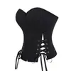 Corset Vazado Listrado Preto Novo Estilo Tomara-que-caia Feminino Bustier Amarrado na Frente Corset Apertado Estilo Europeu e Americano Top Modelador
