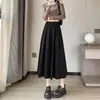 Saia de terno feminina marrom, novo modelo de outono, cintura alta, modeladora, saia plissada com caimento, saia de comprimento médio