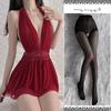 Lencería Sexy con Encaje, Cuello en V Profundo, Cuello Halter, Camisón de Malla Transparente para Juego de Cama Apasionado, No Necesita Quitarse, Bata para Mujer