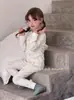 Ropa de Otoño y Pantalones Anmeiya Orgánico Cero Sensibilidad Ropa de Casa para Niños Pijama Infantil Estampado Completo Cuello Alto Puños Algodón Térmico