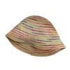 Sombrero de Pescador Tejido de Punto Colorido para Mujer Primavera y Verano Sombrero Fino Transpirable con Protección Solar Estilo Japonés Estilo Sombrero de Cubo Pequeño que Favorece el Rostro