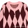 Comercio Exterior Transfronterizo Ropa de Mujer 2026 Nuevo Estilo Europeo y Americano Moda Patrón de Diamantes Suéter de Punto Jacquard Chaqueta 5755011