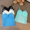 Verano Nuevo Camisola de Encaje Puro Lujuria para Mujer Tirantes Finos Ajustables Tirantes Fijos Almohadilla en el Pecho Versátil
