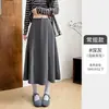 Saia Midi Evasê Feminina Nova para Primavera e Outono, Cintura Alta Emagrecedora, Estilo Retrô com Caimento, feita de Lã e Seda de Amora