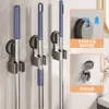 Potente Soporte de Mopa con Succión al Vacío para Inodoro Balcón Estante de Almacenamiento en Pared Clip para Escoba y Mopa Montado en la Pared del Baño