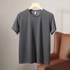 Camiseta de Malha de Bambu Seda Gelo Masculina Manga Curta Gola Redonda 2023 Nova Sangue de Centopeia Camiseta Básica Masculina Verão Cor Pura Fina