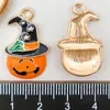 50 colgantes de gota de aceite con forma de calabaza y murciélago, para Halloween, festival de fantasmas, aleación, accesorios de ropa