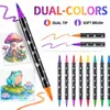 Popular Marcador de Brillo Doble Punta Doble Color de Amazon, Bolígrafo de Brillo, Bolígrafo Acrílico de Brillo, Pincel Acuarela para Pintar