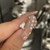 Super Flash Huazi Diamante 8mm Cuadrado Grueso Copo de Nieve Corazón Clavo para Hueso de la Oreja Colección Acero de Titanio Base Plana Aguja con Rosca para Soportar Perforación de Oreja