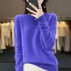Suéter de punto de cuello redondo de primera línea para mujer, suéter base de punto holgado de manga larga, top de color liso, otoño e invierno, nuevo jersey