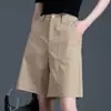 Pantalones Cortos Cómodos para Mujer para Verano, Nuevos Pantalones de Cinco Puntos Finos Transpirables Estilo Traje, Pantalones Casuales Rectos de Longitud Media para Mujer