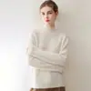 Suéter de cashmere com gola alta, nova blusa de malha feminina para outono e inverno de 2026, estilo elegante, cor sólida, suéter pulôver curto