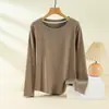 Camiseta básica versátil de manga larga con cuello redondo para mujer, camiseta gruesa de otoño e invierno, nuevo estilo 2026, ropa interior, hombro normal, corte ajustado, moldeadora, top favorecedor