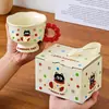 Caneca de cerâmica de desenho animado para drop-shipping, caneca de café de alta estética, presente prático para recém-casados e inauguração de casa, copo de água para eventos corporativos