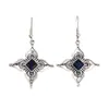 Brincos de Gancho Florais Geométricos Vintage com Pedras de Diamante Transfronteiriços Europeus e Americanos, Brincos Elegantes de Alto Padrão Estilo Palácio Retrô da Moda para Mulheres