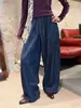 Cintura de pétalo/diseño único, estilo relajado 'old money', pantalones vaqueros rectos de pierna ancha con cordón, silueta holgada, pantalones largos