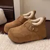Aumento Interno Sola Grossa Com Pelúcia Totalmente Cobertos Sapatos Birkenstock Sapatos Femininos 2026 Outono/Inverno Novo Estilo Botas de Neve Sapatos Peludos Sapatos de Algodão Femininos