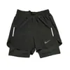 Pantalones Cortos Deportivos de Verano para Correr, Nadar, Atletismo, de Secado Rápido para Entrenamiento, con Tres Puntos Anti-Exposición, de Moda, de Doble Capa, de Dos Piezas para Hombre