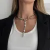 Cadena para Clavícula con Borla Irregular Barroca en Forma de Y Transfronteriza Europea y Americana Ins Cadena Fresca Colgante Plano de Gota de Agua Joyería