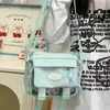 Bolsa Fofa Color Block Estilo Japonês Ins Fresca Tendência para Meninas e Estudantes Versátil Leve Transparente Pequena Crossbody Bolsa de Ombro