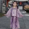 Hanfu Infantil Feminino Xiyin Estilo Primavera Estilo Canção Infantil Estilo Chinês Melhorado Conjunto de Três Peças Hanfu