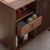 Gabinete de té de Nogal Negro Norteamericano Gabinete Lateral de Madera Maciza para Té con Hervidor Integrado para Hervir Agua, Mesa Lateral de Té para Sala de Estar