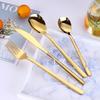 Faca Garfo Colher para Bife em Aço Inoxidável 304 Estilo Coreano Popular na Internet ins Utensílios de Mesa Conjunto de Quatro Peças Colher Garfo Banhados a Ouro Titânio Personalização