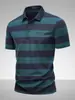 Jeep Spirit El Nuevo Estilo de Verano de Jeep Camisa Polo para Hombre de Solapa Rayada, Camiseta Casual Transpirable de Tacto Frío de Manga Corta