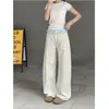 Jeans Feminino Trendy Koi Outono 2026 Cintura Alta Solto Modelador Reto Perna Larga com Painel de Saia Estampado de Leopardo