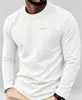 Nova Camiseta Masculina Outono e Inverno Estilo Europeu e Americano Cor Sólida Slim Fit Secagem Rápida Respirável Manga Longa Camiseta Camada de Base Masculina