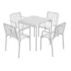 Juego de Mesa y Sillas de Hierro Forjado para Exteriores Transfronterizo, Muebles de Exterior para Cafetería Estilo Industrial, Mesa y Sillones de Patio a Prueba de Óxido