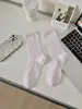 Calcetines Finos de Primavera y Verano para Mujer, Calcetines de Media Pantorrilla con Lazo Hueco, Calcetines Holgados de Color Sólido con Patrón Oscuro en Relieve Sin Costuras Venta al por Mayor