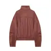 Jaqueta Bomber Casaco Moda Casual Feminino Europeu e Americano Outono/Inverno Novo Estilo Gola Alta Manga Longa