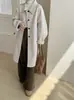 Abrigo de lana de doble cara estilo bosque otoño e invierno de un solo pecho versión suelta ancha solapa longitud media chaqueta de lana gruesa