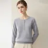 Novo Suéter de Tricô Outono/Inverno 26º, Fio de Veludo Amigo da Pele, Blusa de Gola Redonda Meio Aberta para Mulheres, Camada Base Fina, Gola Redonda Fashion