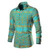 2025 Exportación Nueva Camisa Casual Multicolor para Hombre Flor Grande del Noreste Manga Larga Moda Delgada Solapa Camisa de Moda