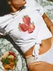 Camiseta Casual para Mujer con Estampado de Conejo de Pascua Transfronteriza Aliexpress Shein Ezwear
