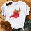 Camiseta Divertida de Frutas para Mujer Moda Kawaii Estampado de Plátano Camiseta Blanca Harajuku Camiseta de Manga Corta Tops Camisetas