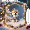 Nuevo Llavero Colgante Pareja de Perros Navideños Lindo Acrílico Plano Colgante 2D Adorno Casual Creativo