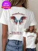 Camiseta de Algodão Tamanho Europeu, Camiseta Feminina Casual Estilo Europeu e Americano com Estampa de Fé de Manga Curta