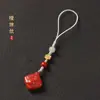 Conejo de Jade resorte retro cinabrio año de nacimiento moda nacional artístico retro cadena para teléfono móvil Conejo de Jade colgante para hombre y mujer
